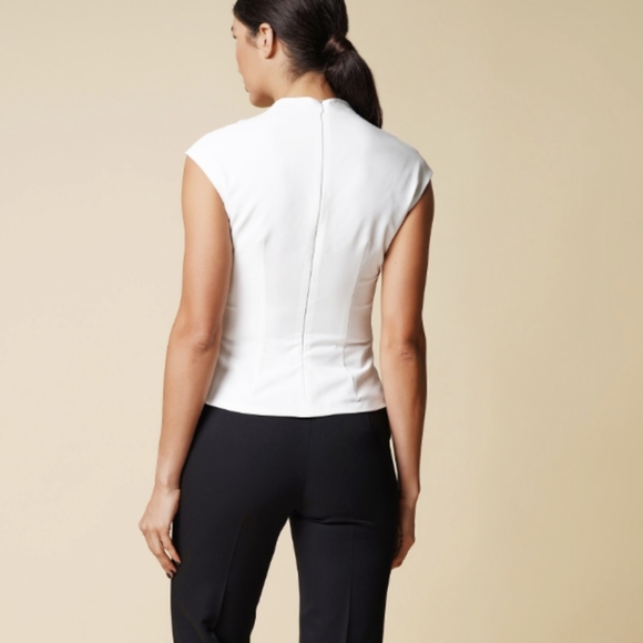 High end custom tailored for petite 0/00 cream white ivory work blouse - Picture 3 of 3